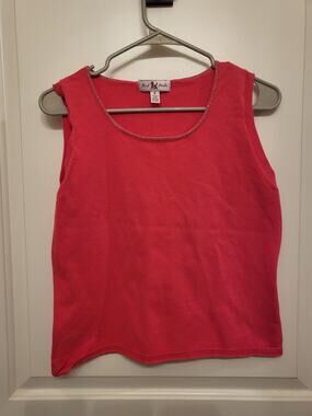 Vintage Pink Poodle Knit Tank Large